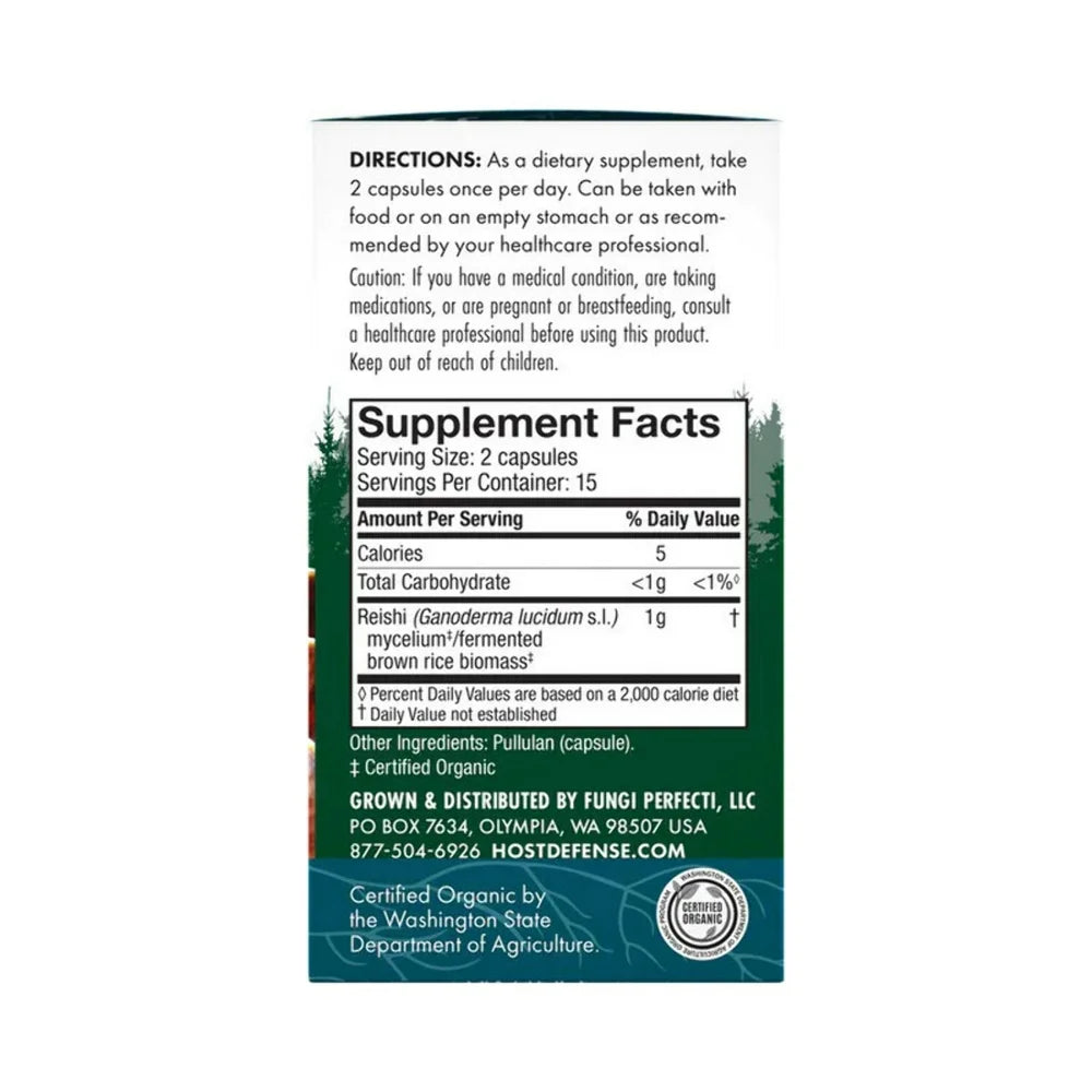 , Reishi Capsules, Supports General Wellness and Vitality, Mushroom Supplement, Unflavored, 30 Count (Pack of 1)